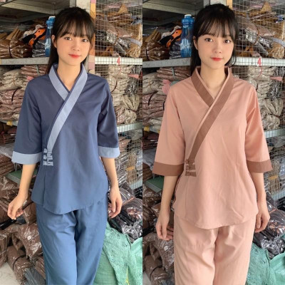 Đồ Lam Đi Chùa # Tim 3NÚT # Đồ Bộ Nữ # Quần Áo Nữ