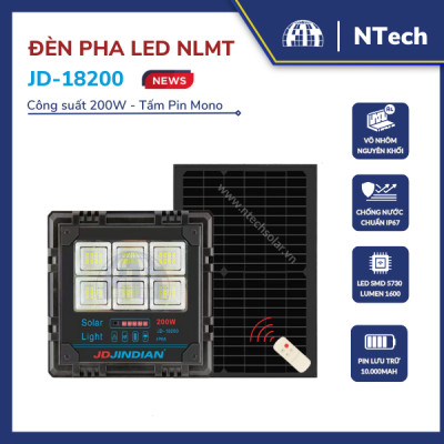 Đèn pha năng lượng mặt trời 200w Jindian JD-18200