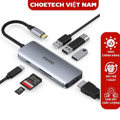 Hub chuyển đổi Choetech HUB-M19  Type C 7 in 1- Hàng chính hãng