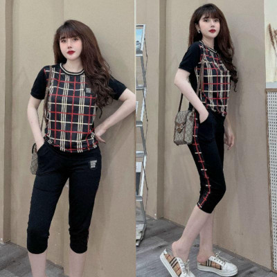 Đồ bộ lửng họa tiết sọc caro màu đồ bộ mặc nhà, đồ bộ dạo phố siêu xinh