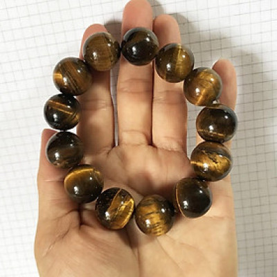 Vòng tay đá mắt hổ đường kính hột 15 ly cho người mệnh Kim và Thổ