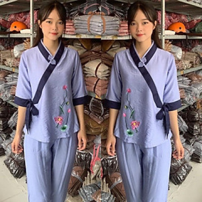 Đồ Lam Đi Chùa# Nhật Nơ 1Nút Vải Cao Cấp# Quần Áo Nữ # Đồ Bộ Nữ