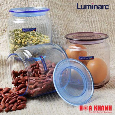 Combo 3 hũ thủy tinh Luminarc Rondo Blue 0,5L - 0,75L - 1L