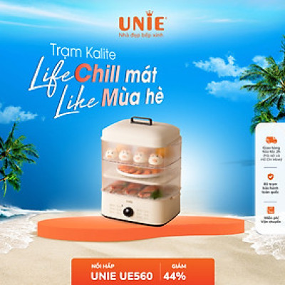Nồi hấp 3 tầng UNIE UE560,dung tích 18l,công suất 850w,12 tính năng siêu tiện lợn,thiết kế trang nhã cao cấp,dễ vệ sinh- HÀNG CHÍNH HÃNG