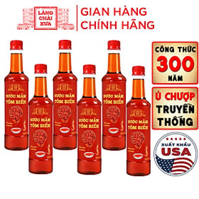 Đặc Sản Phan Thiết - Thùng 6 Chai Nước Mắm Tôm Biển Làng Chài Xưa 525Ml Hồng Ngọc Đại Dương 300 Năm Truyền Thống