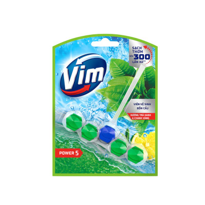 Combo 9 Vỉ Treo Vệ Sinh Bồn Cầu Vim Power 5 Hương Trà Xanh - Chanh Sạch Khuẩn Thơm Mát 50G/Viên