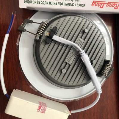 Đèn led âm trần tròn viền bạc- vàng đổi màu 12W rạng đông