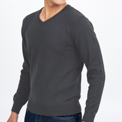 Áo len nam dài tay cổ tim màu ghi đậm NOVELTY 180561I