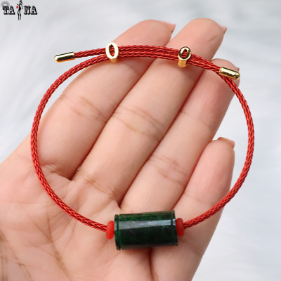 Vòng tay cáp đỏ lu thống cẩm thạch sơn thủy thiên nhiên