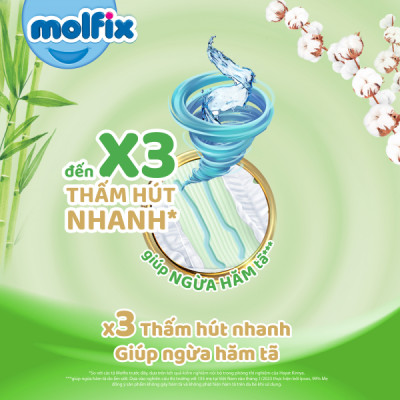 Combo 2 gói Tã bỉm QUẦN Molfix thiên nhiên Jumbo size L36+6 miếng
