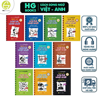 Combo 10 tập Nhật Ký Chú Bé Nhút Nhát - Diary Of A Wimpy Kid BẢN SONG NGỮ kèm audio