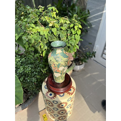 BÌNH BÁCH HOA & SEN CÁ DÁNG THON 37CM GỐM SỨ THỦ CÔNG NAM BỘ