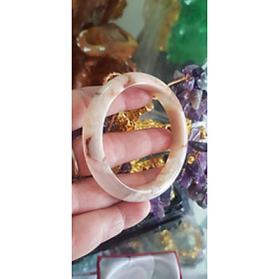 Vòng đeo tay Nữ Bản Hẹ Đá Mã Não Hoa Rau Câu Vòng tay Ni 53mm x Cao 10mm x dầy 7mm bóng đẹp Nữ 50kg - 53kg  đeo xinh màu hoa nhẹ nhàng rất xinh xắn ạ