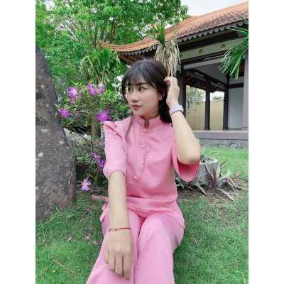 ĐỒ LAM ĐI CHÙA #PHÁP PHỤC PHẬT GIÁO# AL031 kết cườm thêu bướm cực đẹp