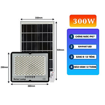Đèn năng lượng mặt trời chống loá 300w ( VỎ NHỰA )