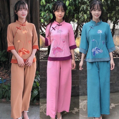 ĐỒ LAM ĐI CHÙA  Mẫu Đài Loan Thêu Hoa Sen