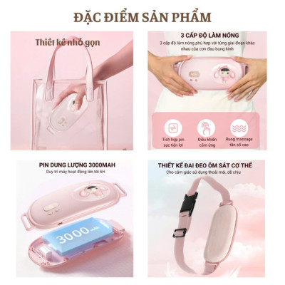 Máy Massage Làm Ấm Bụng, Đai Đeo Giảm Đau Bụng Kinh Nguyệt, Làm Ấm Tử Cung Cho Phụ Nữ Đến Kì 6 CHẾ ĐỘ