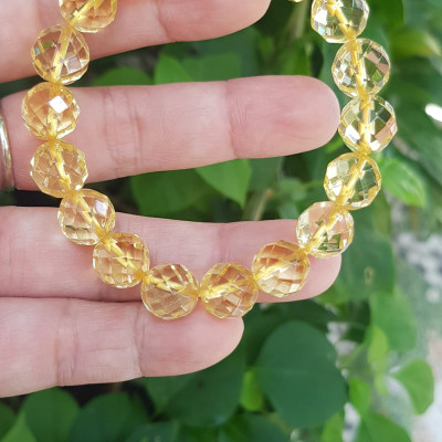 ️️Vòng tay phong thủy nữ đá thạch anh Vàng giác tự nhiên size vòng 10mm vòng màu vàng đẹp hợp nữ mệnh kim thổ thuỷ ạ