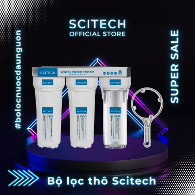 Bộ lọc nước sinh hoạt, bộ ba lọc thô 10 inch Prowatech by Scitech (3 cấp lọc) - Hàng chính hãng