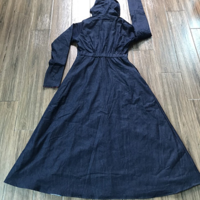 Áo chống nắng nữ toàn thân vải bò jean 2 lớp dáng xòe không xẻ sau che kín chân thoáng mát mẫu mới 2023