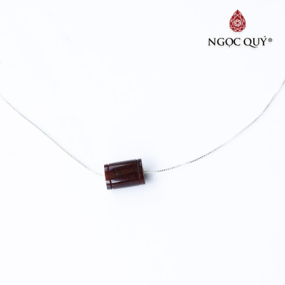 Dây chuyền bạc mặt lu thống đá thạch anh tóc đỏ 13x9mm mệnh hỏa, thổ - Ngọc Quý Gemstones