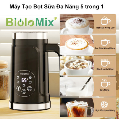Máy tạo bọt sữa, cà phê, ca cao New Digital 5 trong 1 chuyên nghiệp thương hiệu Mỹ Biolomix BMF102E - Hàng nhập khẩu