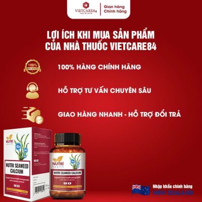 [TẶNG: Folic Acid 165k] Canxi Hữu Cơ New Zealand Nutri Seaweed Calcium 60 Viên - Bổ Sung Canxi, Tăng Chiều Cao, Chống Loãng Xương - Chính Hãng