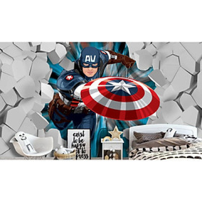 (HCM) Tranh dán tường 3d người nhện, robot, batman tarng trí phòng bé có sẵn keo, dễ dán