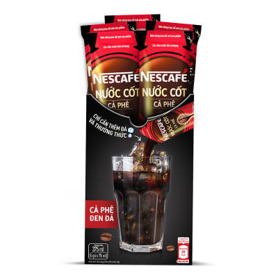 [Tặng 3 LY THUỶ TINH] Combo 4 hộp nước cốt cà phê NESCAFÉ - CÀ PHÊ ĐEN ĐÁ (4 hộp x 5 gói x 75ml)