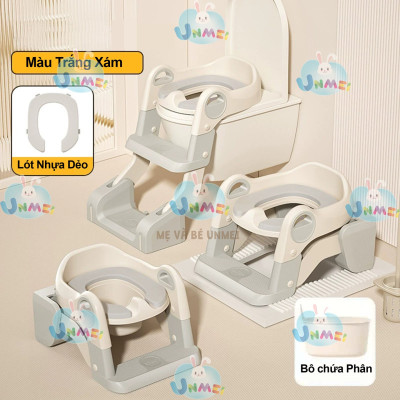 Bệ Lót Thu Nhỏ Bồn Cầu 3in1 Có Cầu thang Gấp Gọn Hỗ Trợ Ngồi Bô trong Phòng cho Bé Nhỏ