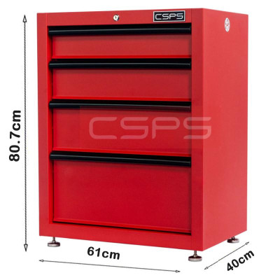 Tủ dụng cụ CSPS 61cm - 04 hộc kéo màu đỏ có chân tăng chỉnh chiều cao