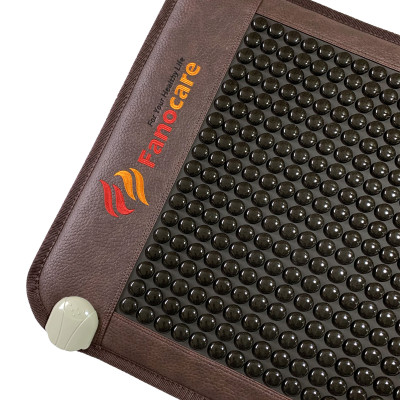 Thảm/Nệm đá nhiệt nóng Fanocare KT 60x150cm đá tròn đen T4000 (Tặng kèm 1 gối đá tourmaline)