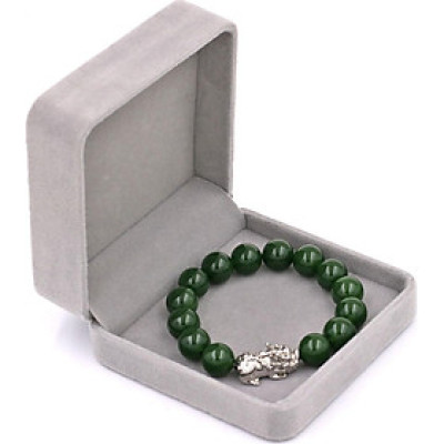 Chuỗi đeo tay thạch anh xanh rêu 12 ly - cẩn Tỳ Hưu inox VTAXRTHT12 - kèm hộp nhung - hợp mệnh Hỏa, mệnh Mộc
