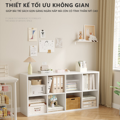 Kệ sách 8 hộc đựng đồ lớn gỗ mdf dày 25mm cao cấp  decor phong cách minimalism thương hiệu IGA  - GA33