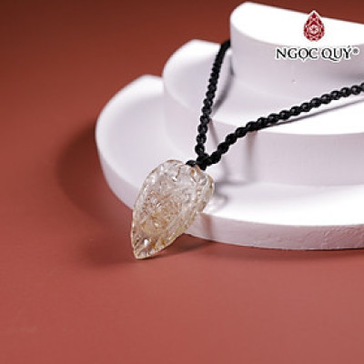 Mặt dây chuyền ngọc thiền thạch anh tóc cam 29x19mm mệnh hỏa, thổ - Ngọc Quý Gemstones
