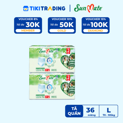 [Mẫu mới] Combo 2 Tã quần SunMate siêu mềm mại G1 mới size L-16+2 miếng