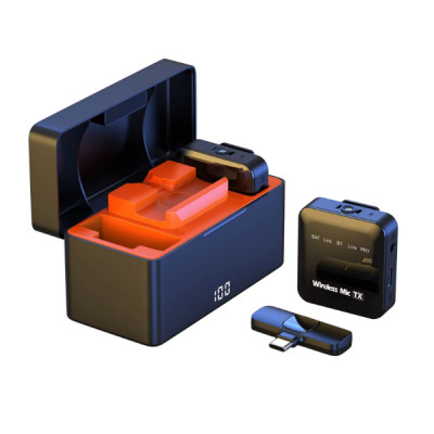 Micro ghi âm không dây, Mic dùng cho Điện thoại di động cài áo Microphone vlogging ( Hàng Chính Hãng )