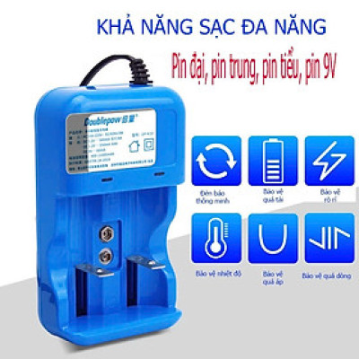 Bộ Sạc Pin Đa Năng Doublepow Thông Minh Bjảo Vệ Pijn, - Tự Ngắt, Đèn Báo, Chất Lượng Cao, ĐÈN TRANG TRÍ