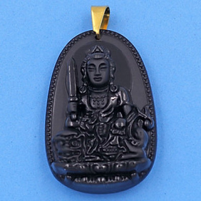 Mặt dây chuyền Văn Thù Bồ Tát đen 6cm