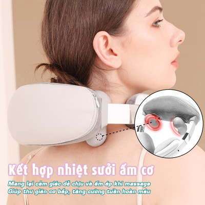 Máy massage cổ vai gáy pin sạc Nikio ST-321 - Công nghệ xoa bóp kết hợp chườm nóng giảm đau nhức cổ