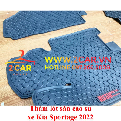 Thảm sàn, Thảm lót sàn xe KIA Sportage 2022 cao su đúc, vân tổ ong, không mùi, MẪU chữ đỏ