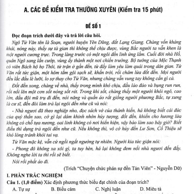 Đề Kiểm Tra Ngữ Văn 8 - 15 Phút - Giữa Kì - Cuối Kì (Dùng Chung Cho Các Bộ SGK Hiện Hành) _HA