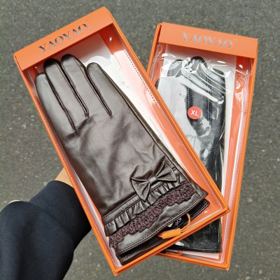 Găng tay nữ da cừu BHY8738 Bao tay nữ, lót lông siêu ấm, cám ứng điện thoại