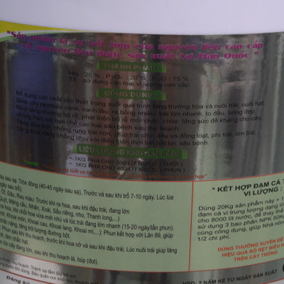 XÔ 15 KG PHÂN BÓN NPK 20-20-15 TE , THÍCH HỢP TƯỚI PHUN TƯỚI NHỎ GIỌT