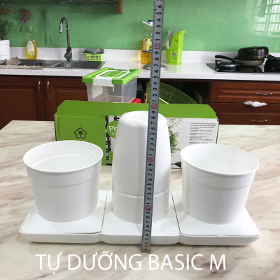 Chậu KIT Trồng Rau Tự Động Tưới Và Tự Dưỡng tại nhà Basic M (Size lớn) nhập khẩu Bồ Đào Nha dành cho người bận rộn