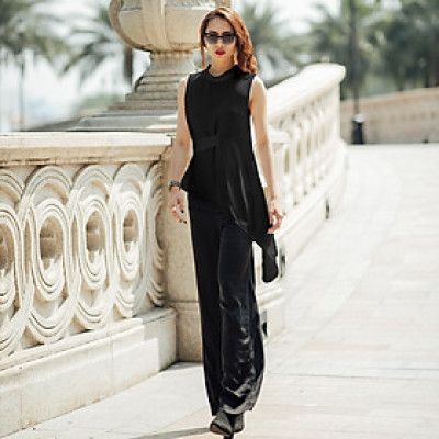 Áo Kiểu Peplum Áo Kiểu Cao Cấp Thời trang thiết kế Hity TOP118 (Đen Huyền Bí)