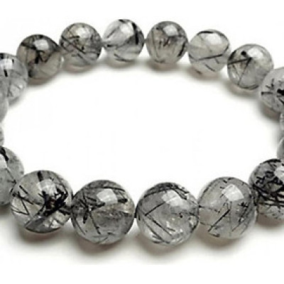 Vòng Tay Thạch Anh Trắng  Tóc Đen Tự Nhiên 11mm