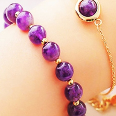 Bộ 2 vòng tay phong thủy đá thạch anh tím 8mm mix bi tròn cao cấp cho Nữ cầu Lộc Tài Duyên