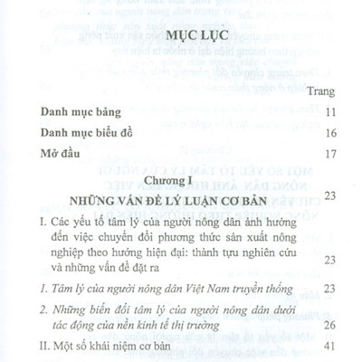Một Số Yếu Tố Tâm Lý Của Người Nông Dân Ảnh Hưởng Tới Việc Chuyển Đổi Phương Thức Sản Xuất Nông Nghiệp Theo Hướng Hiện Đại (Sách Chuyên Khảo)