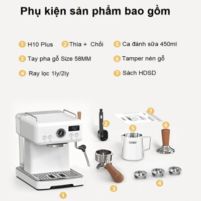 Máy pha cà phê Espresso chuyên nghiệp thương hiệu HiBREW H10 Plus cao cấp  - Hàng chính hãng